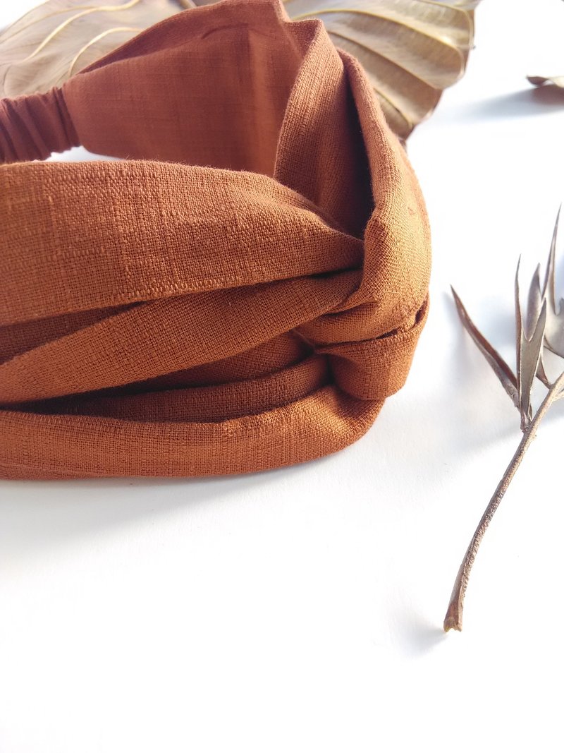 萝卜焦糖烤布蕾 - 千晨 双环 手工 松紧 发带 - 发饰 - 棉．麻 橘色