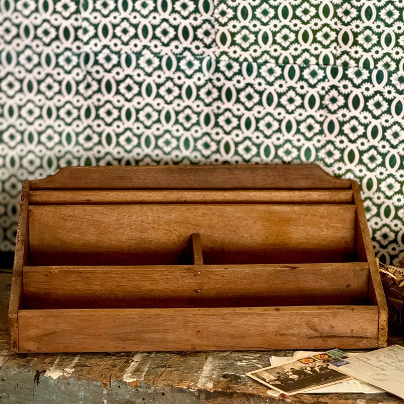 30975-迷人法国古董大型书桌信件收纳木箱 - 收纳用品 - 木头 