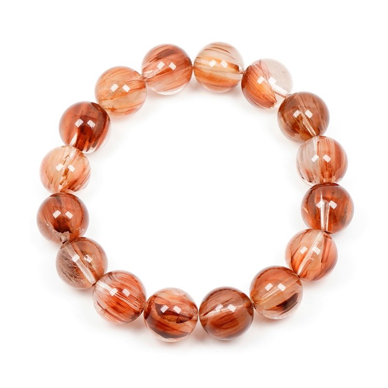 【正佳珠宝】红兔毛 顶级满丝兔毛幽灵 13mm 红兔毛幽灵手珠 - 手链/手环 - 半宝石 多色