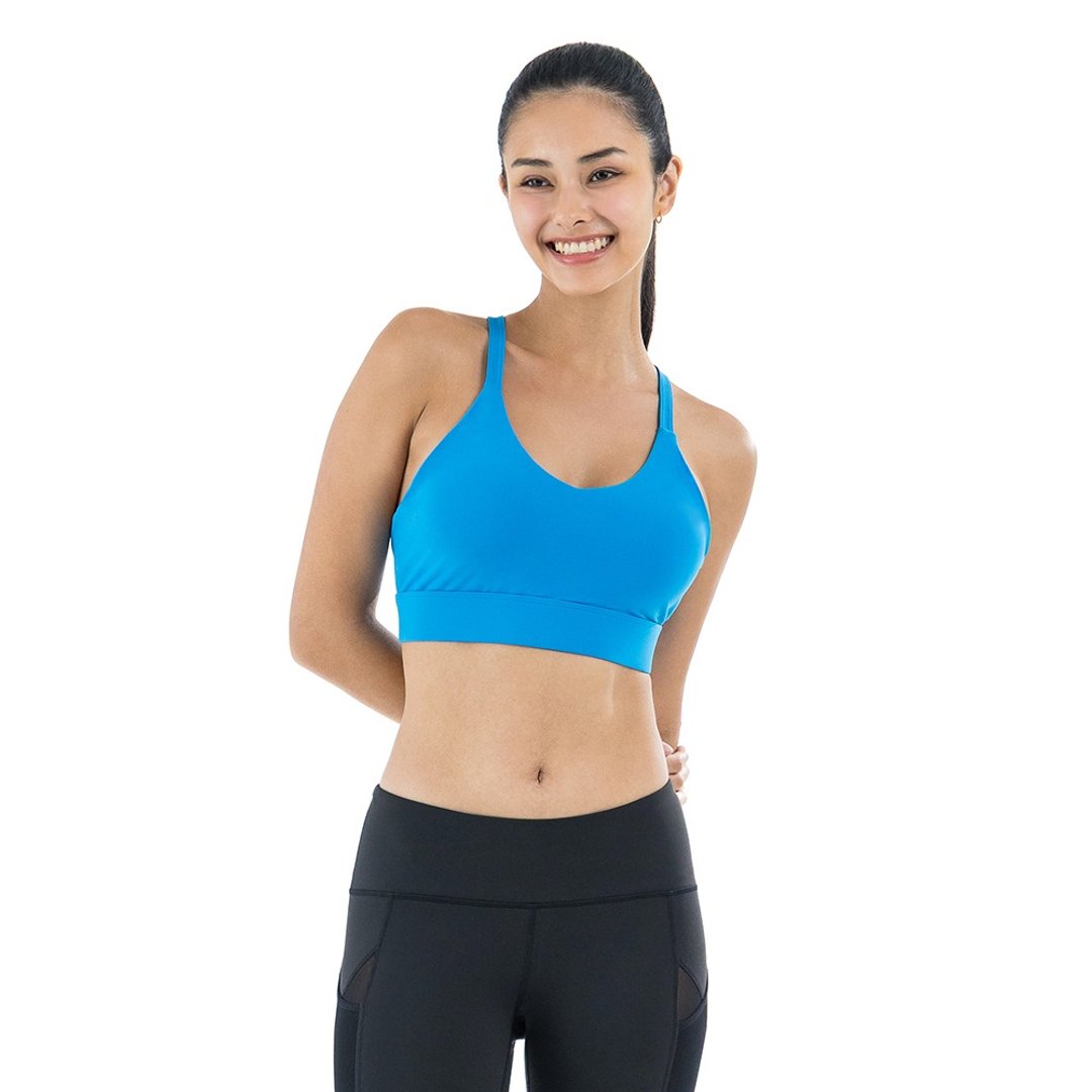 【NAMASTE】Annie 造型拉提肩带短上衣 - 亮蓝 - 女装运动内衣 - 尼龙 蓝色
