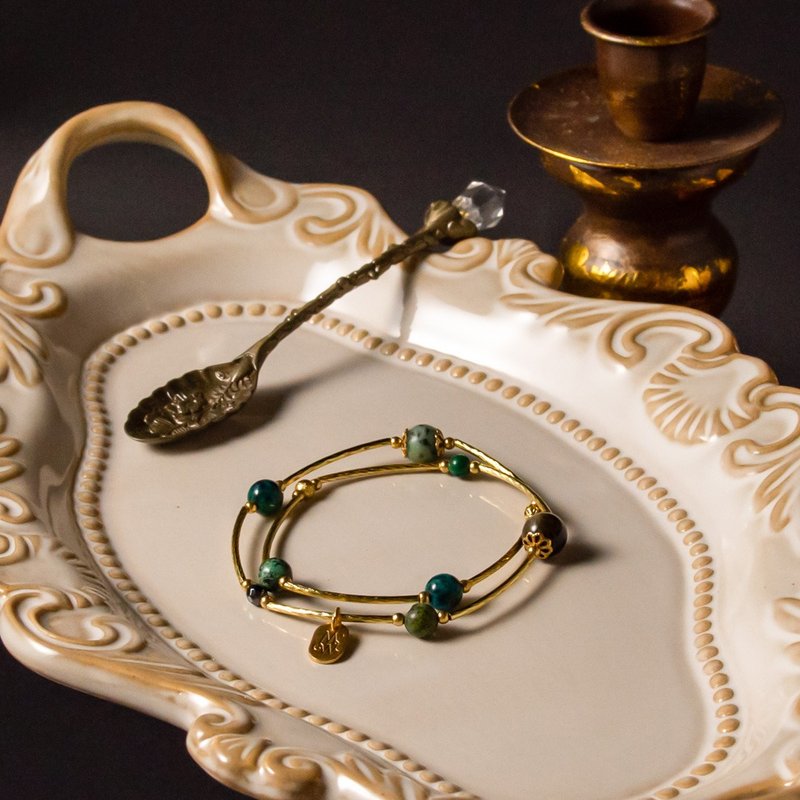 森林系 // C1197黄铜双圈设计手链 - 手链/手环 - 宝石 