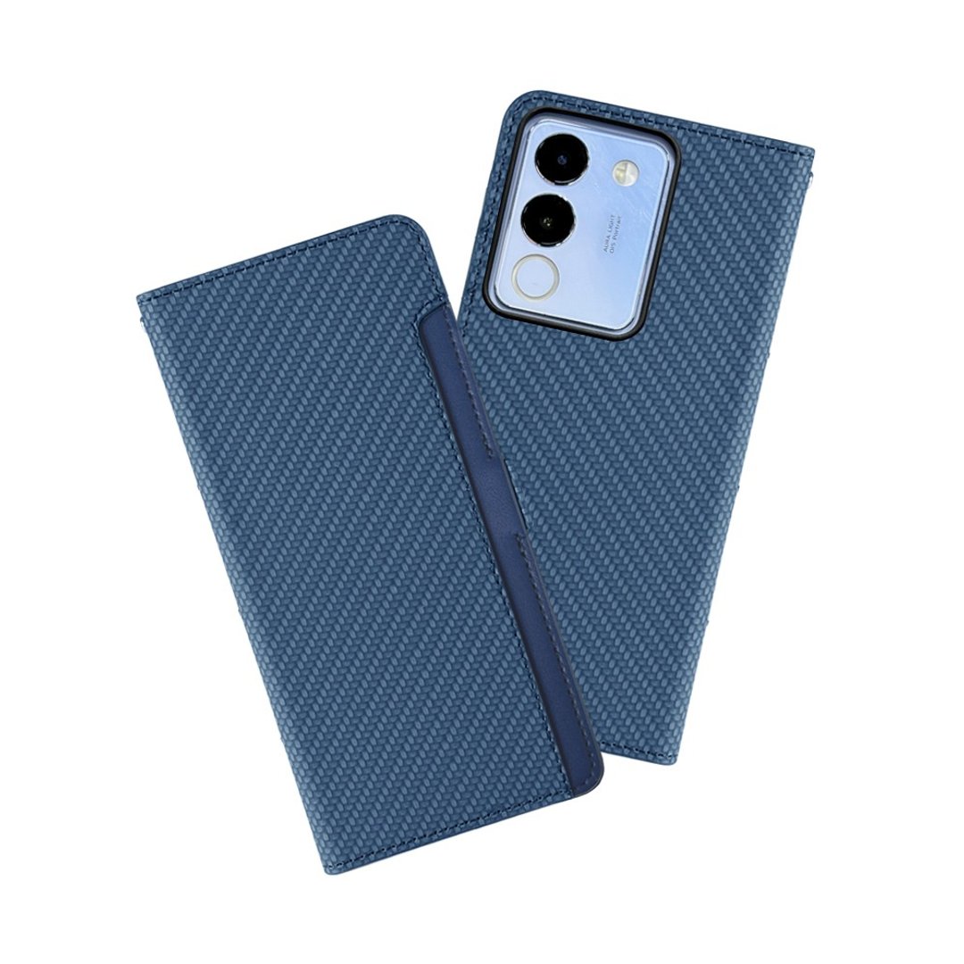 CASE SHOP vivo V29e(5G) 前收纳侧掀皮套-蓝 - 手机壳/手机套 - 人造皮革 蓝色
