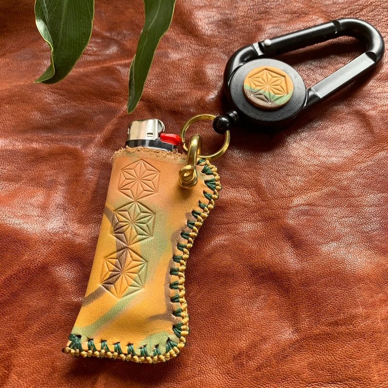 -大麻叶- 大理石花纹皮革 Bic 打火机套 - 其他 - 真皮 绿色