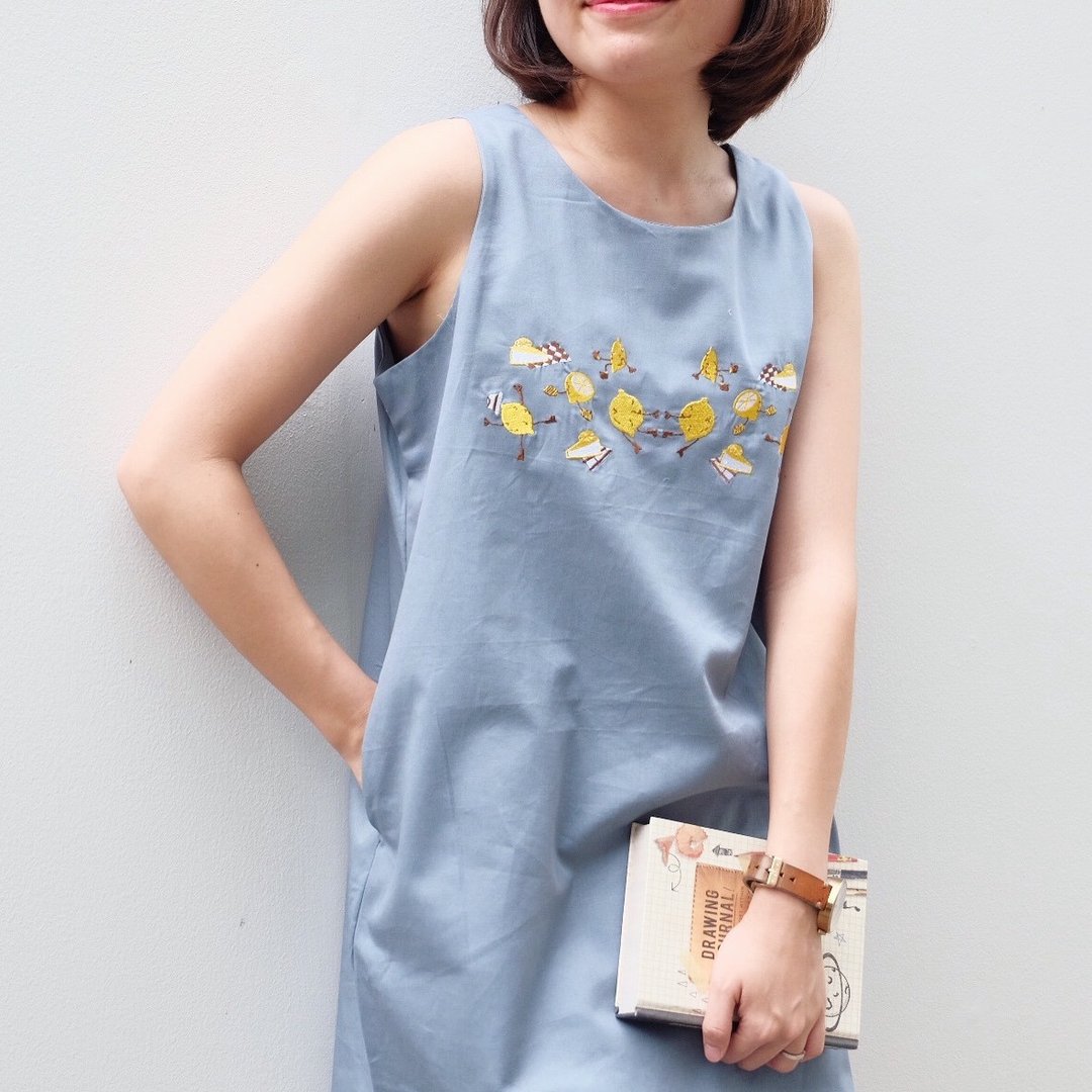 Lemon Cake Dress : Blue Color - 洋装/连衣裙 - 其他材质 蓝色