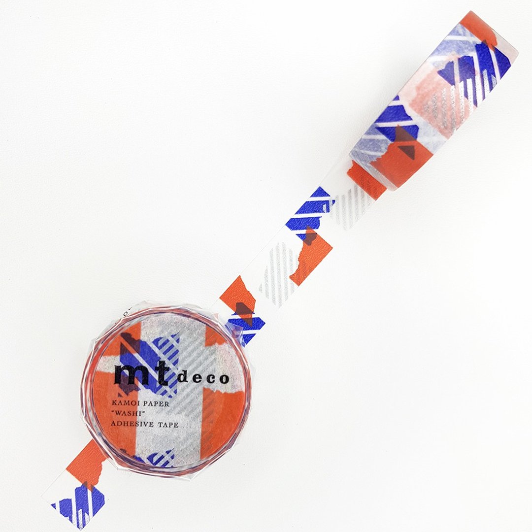 mt Deco 和纸胶带 / 拼布 - 蓝x橘 (MT01D446) / 2020SS - 纸胶带 - 纸 多色