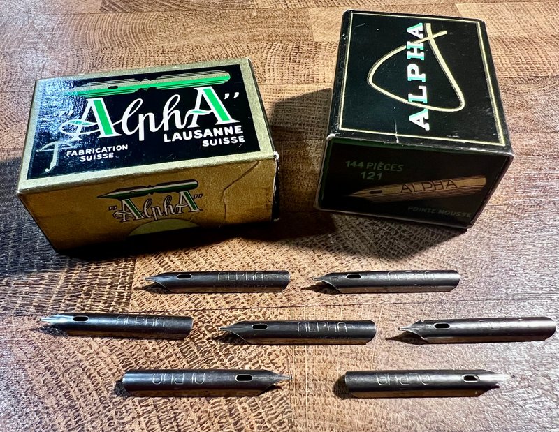 1950年代 瑞士洛桑 Alpha 121 老沾水笔尖 细 - 蘸水笔 - 其他金属 