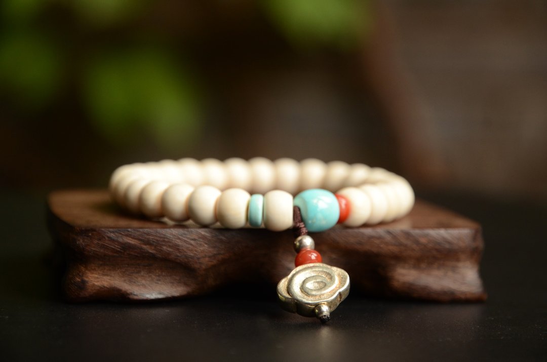 【恋空】猛犸象牙原创设计清新文艺复古手链 - 手链/手环 - 宝石 白色