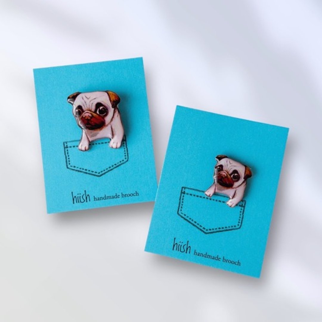 巴哥犬 口袋小胸针 - 胸针 - 塑料 