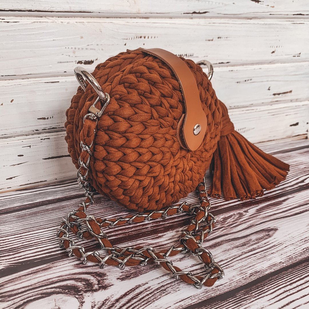 Crochet pattern round bag with t-shirt yarn, PDF digital instant download, video - 手工艺教程/工具书 - 其他材质 
