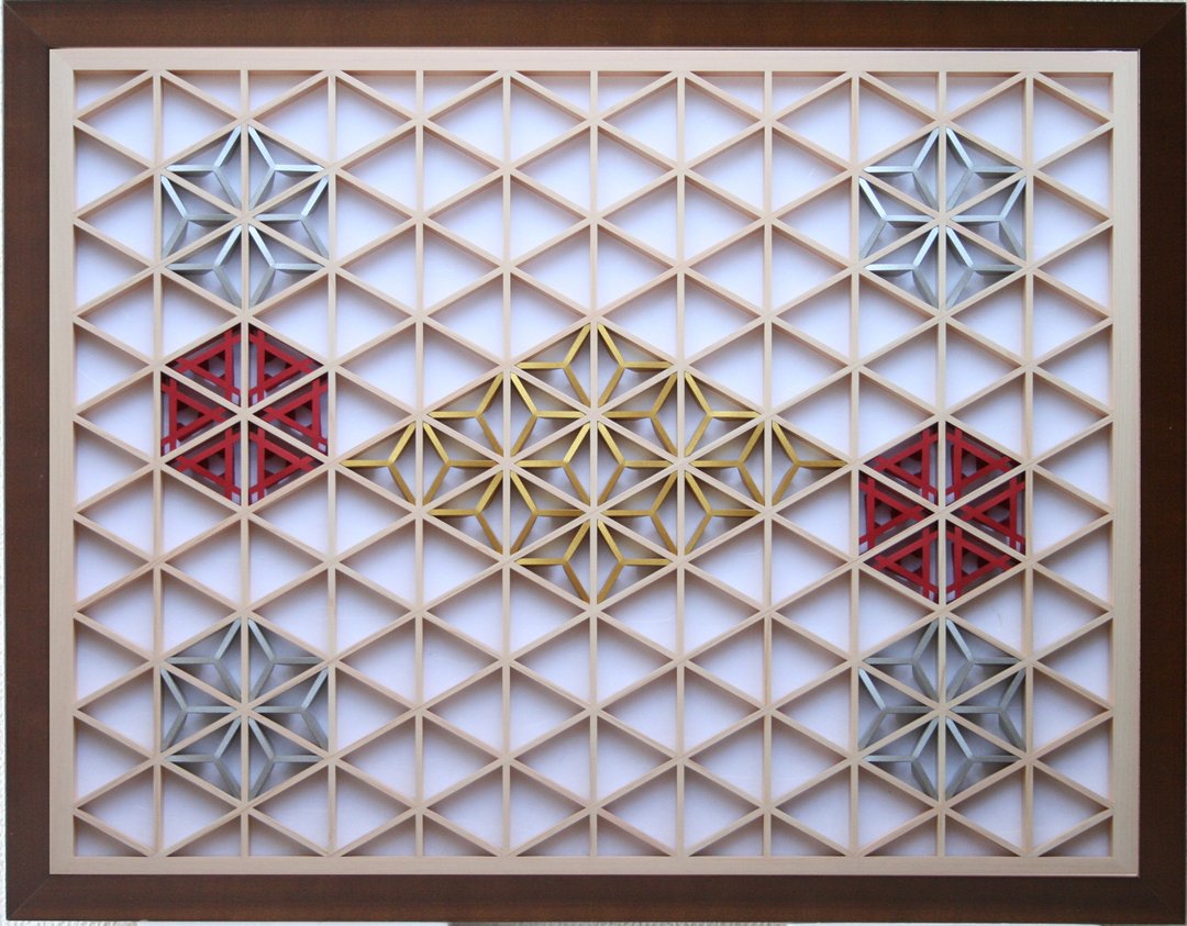 Kumiko Art Panel Asanoha  3 Colors No.1 - 墙贴/壁贴 - 木头 白色