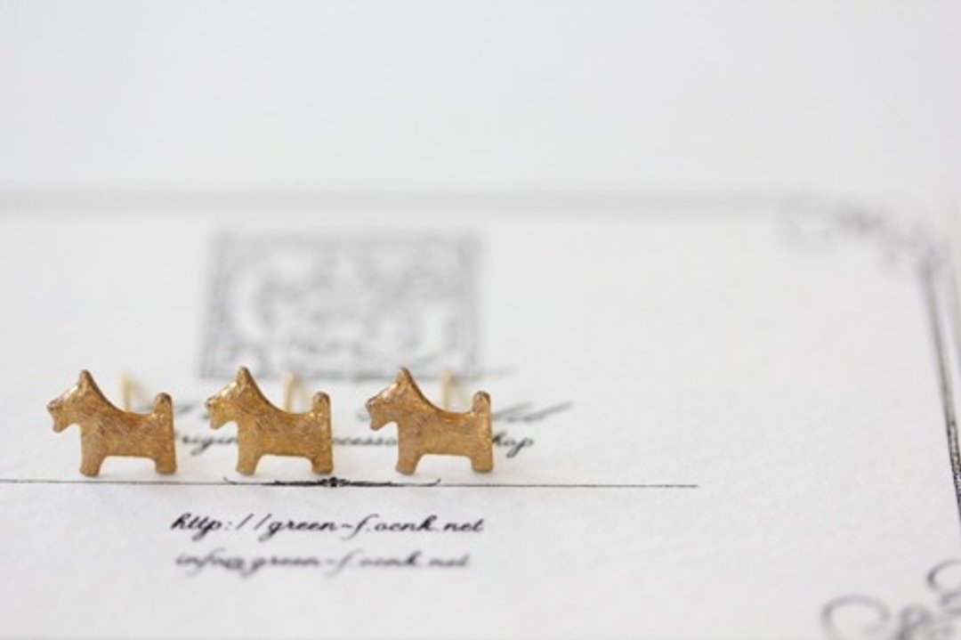 little dog earrings - 耳环/耳夹 - 其他金属 