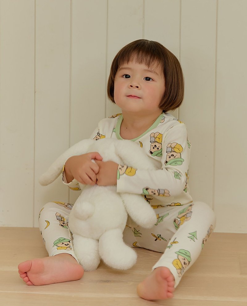 【新品】露营草绿熊熊-云柔衣长袖韩国童装-K65409 - 童装上衣 - 棉．麻 绿色