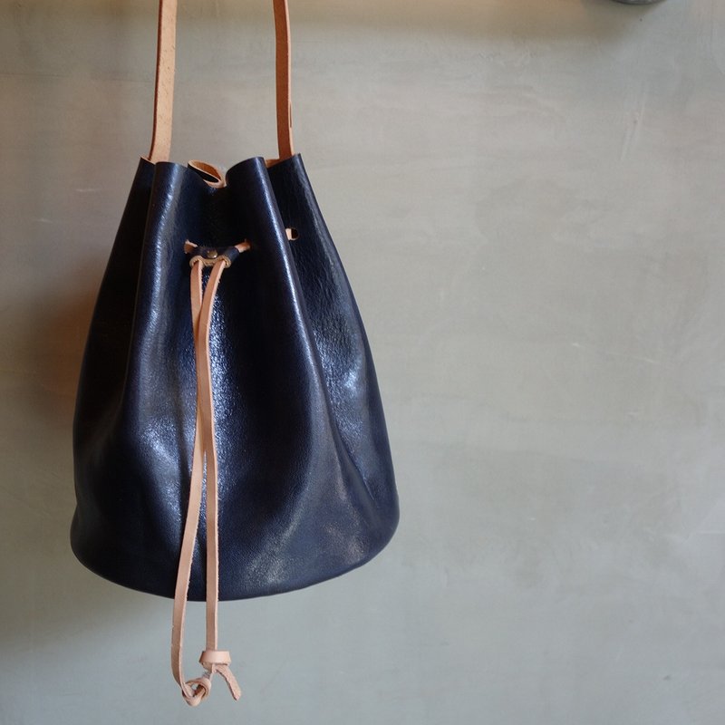 福欧 水桶包 真皮 手工 限量 女孩礼物 Bucket Bag - 侧背包/斜挎包 - 真皮 蓝色