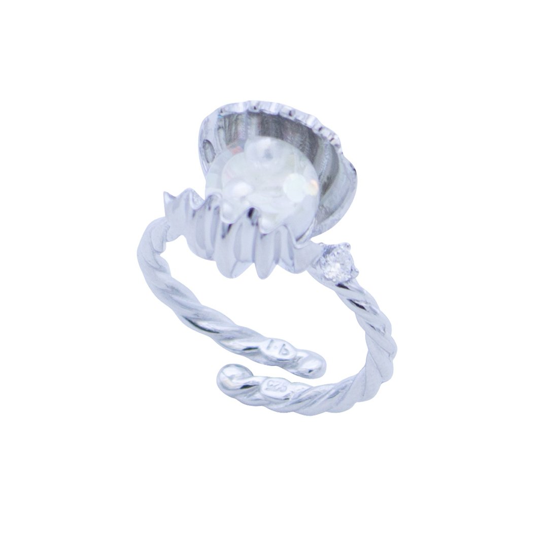 Shining Snowball Inside The Shell Ring - 戒指 - 玻璃 
