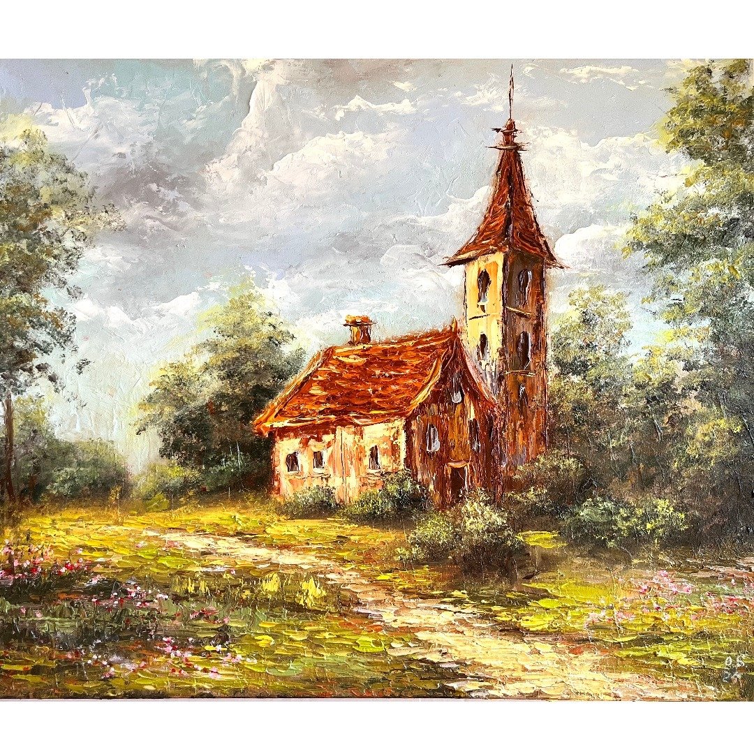 旧荷兰风景画风景艺术原创艺术品 50x60 厘米/ 20x24 英寸 - 海报/装饰画/版画 - 棉 多色