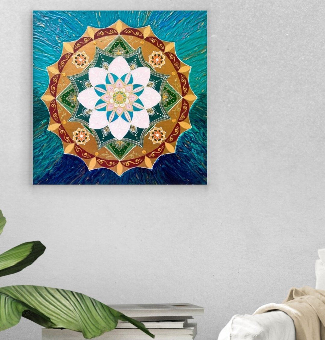 Ethnic mandala painting Indian style wall art Symbolic spiritual decor - 墙贴/壁贴 - 压克力 多色
