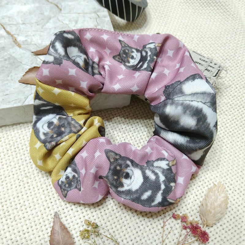 柴犬-黑柴犬-查理士-柯基-波士顿梗-黄粉星芒-大肠发圈-马尾发带 - 发饰 - 聚酯纤维 