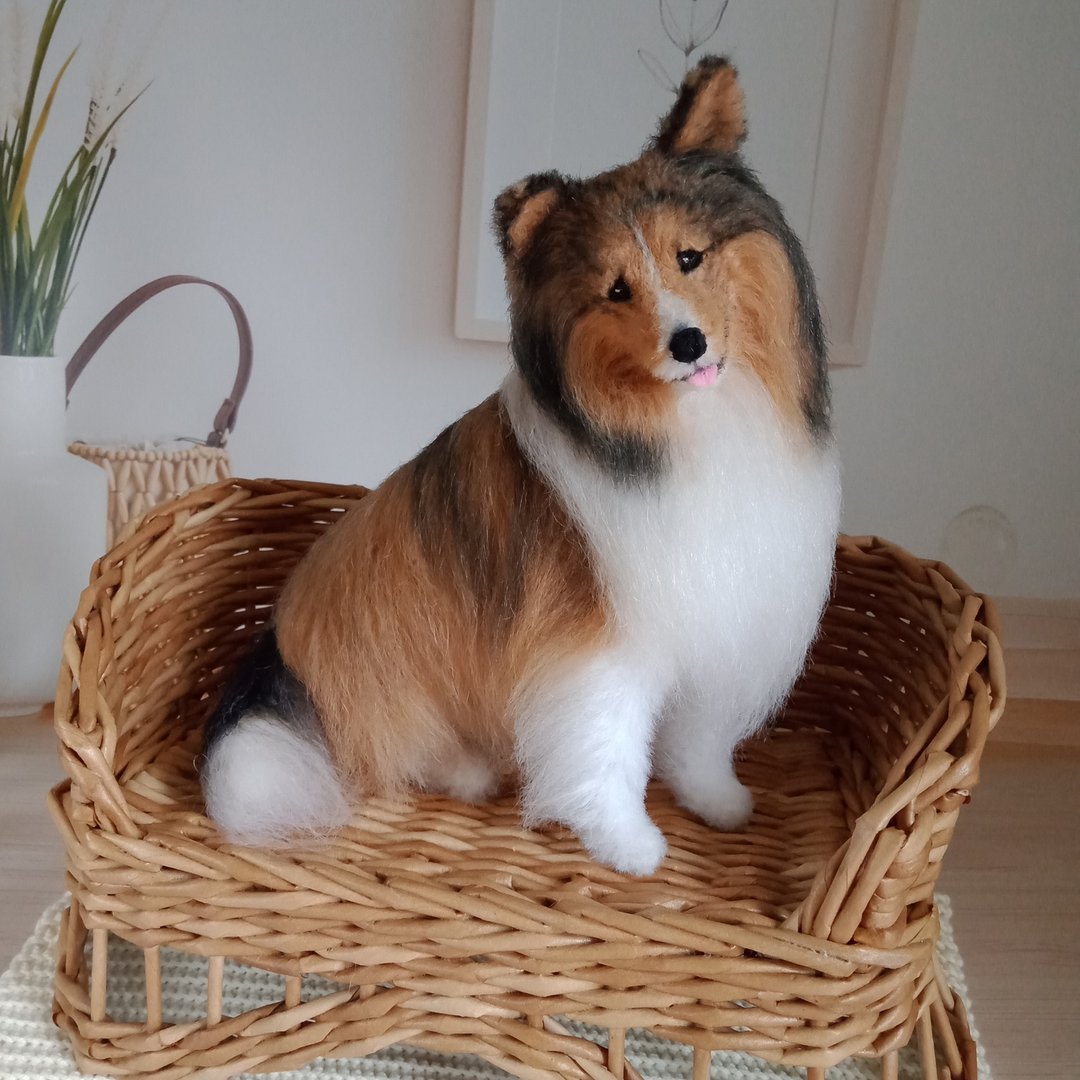 7 inches height Custom miniature realistic crochet Sheltie Soble figurine - 玩偶/公仔 - 其他材质 橘色