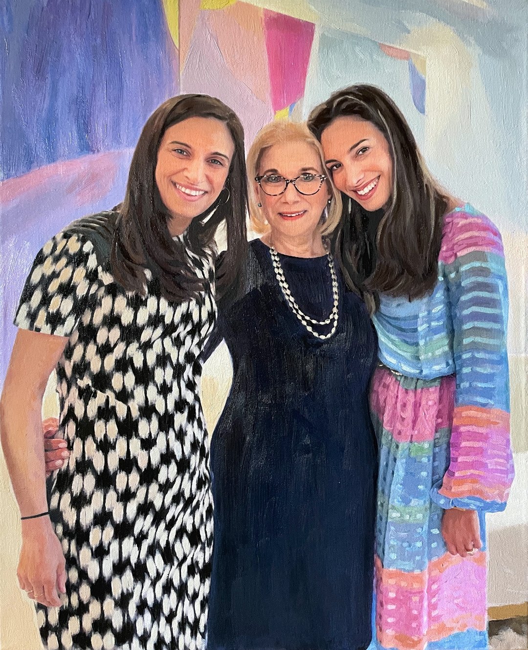 Custom portrait painting, Commission oil painting from photo, Gift for mom - 墙贴/壁贴 - 棉．麻 粉红色