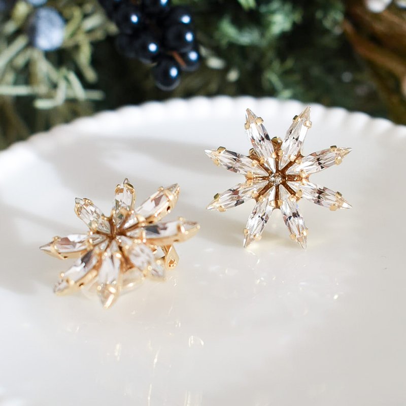 雏菊花耳环/夹式耳环 - 耳环/耳夹 - 其他金属 金色