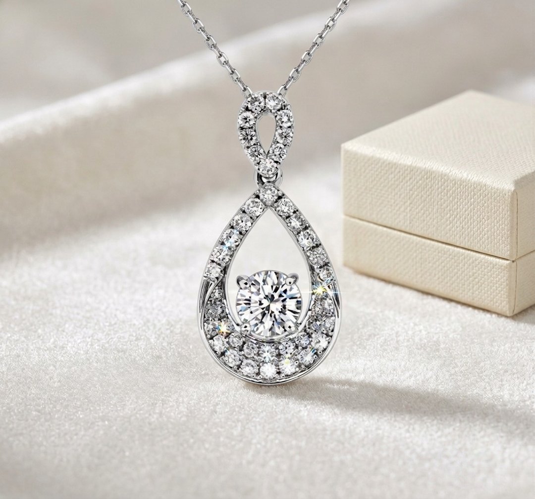 GIA 0.50 克拉 D VS2 顶级南非天然钻石坠子 18K 白金水滴璀璨造型 - 项链 - 钻石 