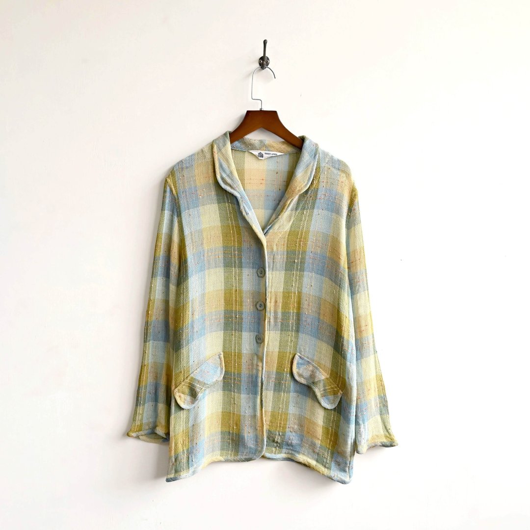 【蛋植物古着】绿野仙踪麻纱古着罩衫外套 - 女装西装外套/风衣 - 其他人造纤维 