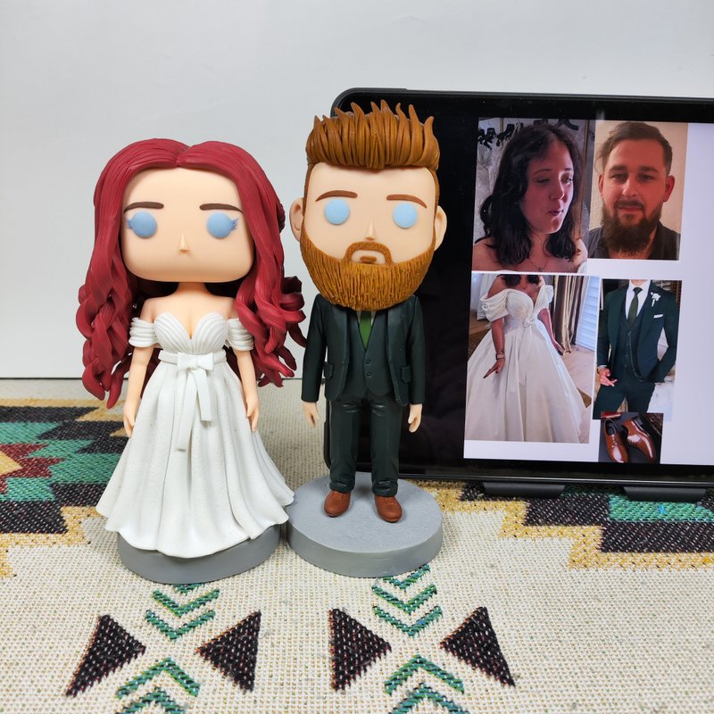 纯手工定制美国Funko Pop 自画像公仔情侣父母夫妻结婚周年礼物 - 玩偶/公仔 - 粘土 多色