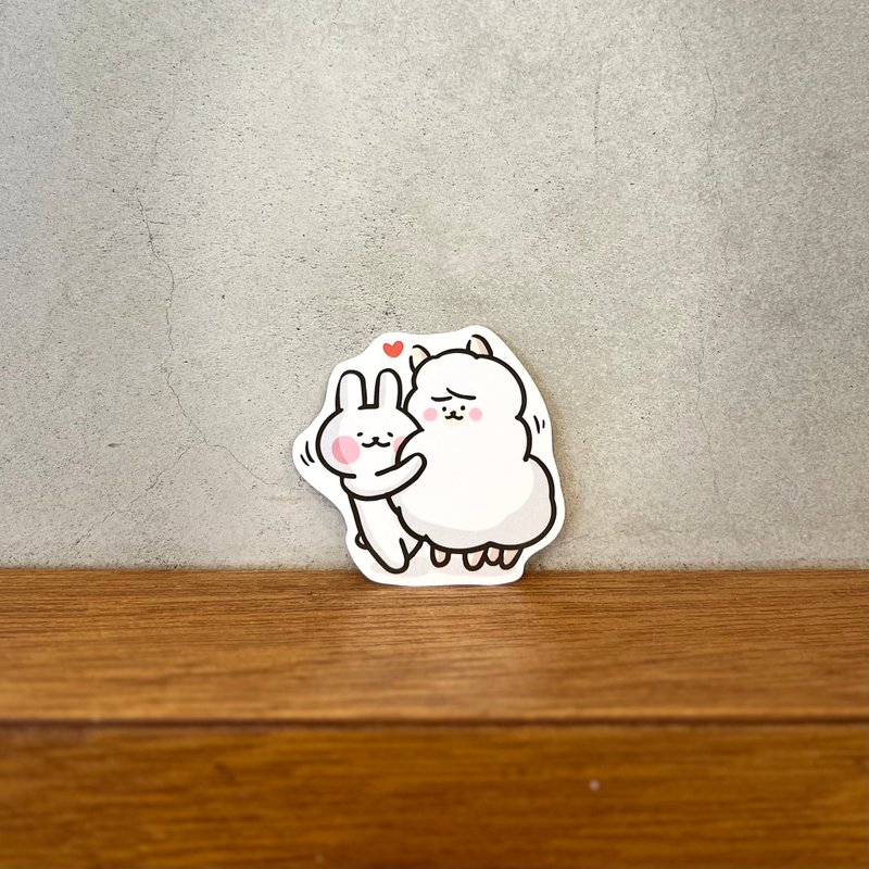 哈啰兔兔 | 全断贴纸::蹭蹭草泥马 - 贴纸 - 纸 白色