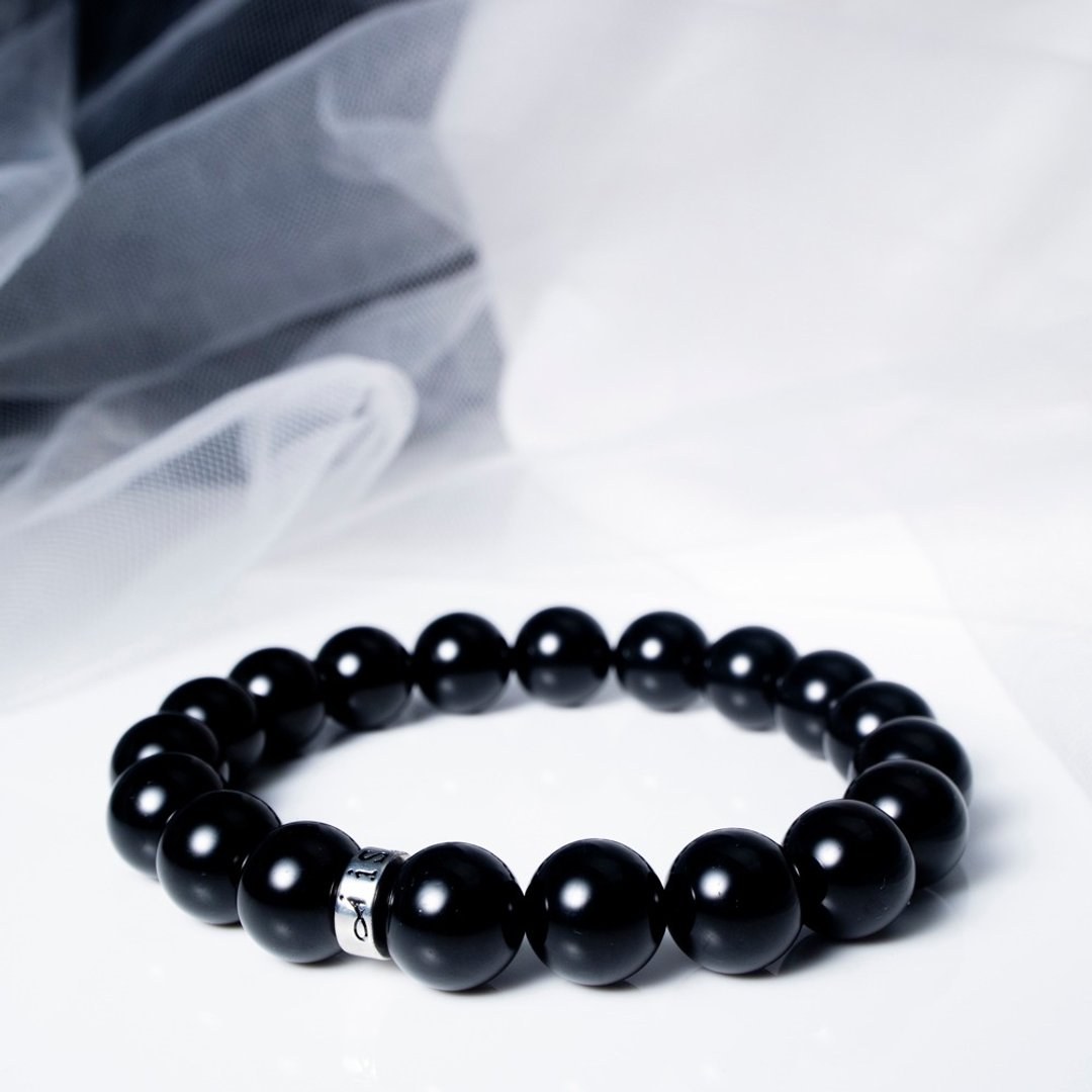 黑碧玺 | 天然能量手串 | 10-11mm 男款 - 手链/手环 - 水晶 黑色