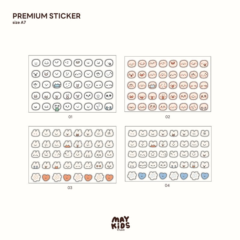 A7 表情符号贴纸 - 贴纸 - 纸 白色