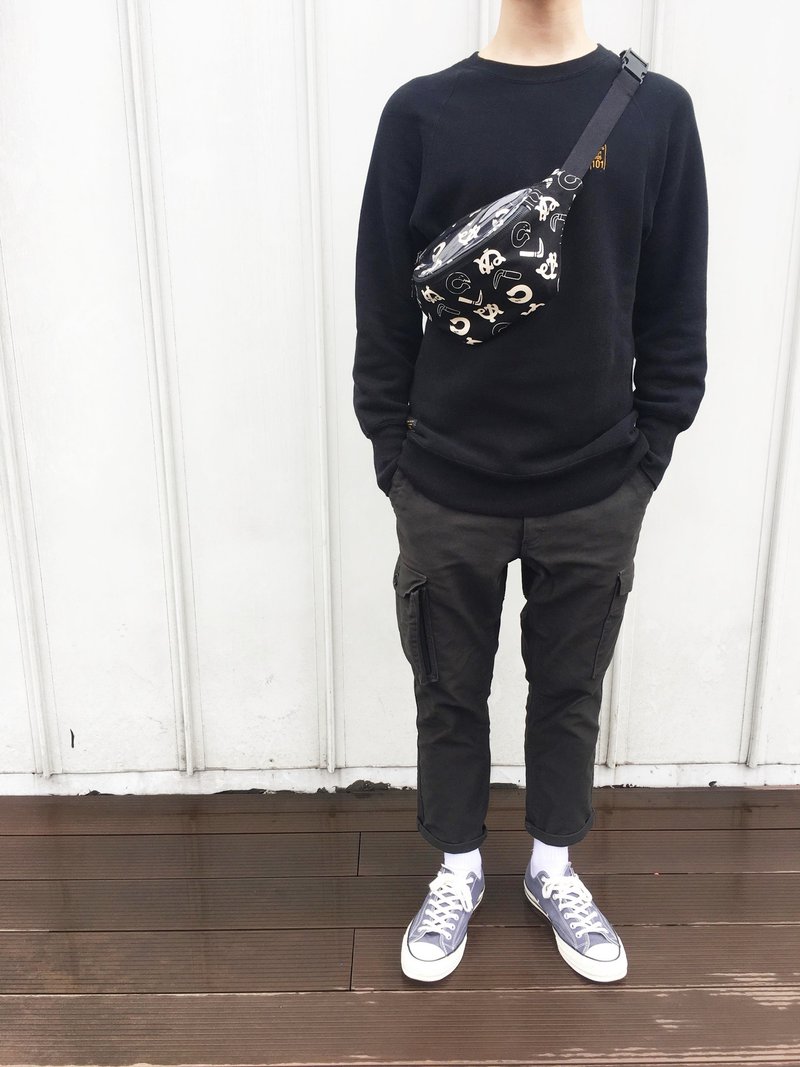 春天小旅行 腰包  胸背包 - 后背包/双肩包 - 棉．麻 黑色