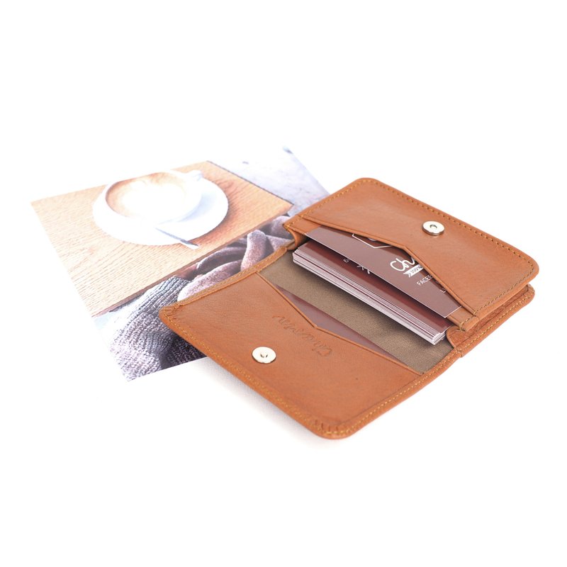 Classic card (caramel Brown), Name card case, card case, cow leather - 零钱包 - 真皮 咖啡色