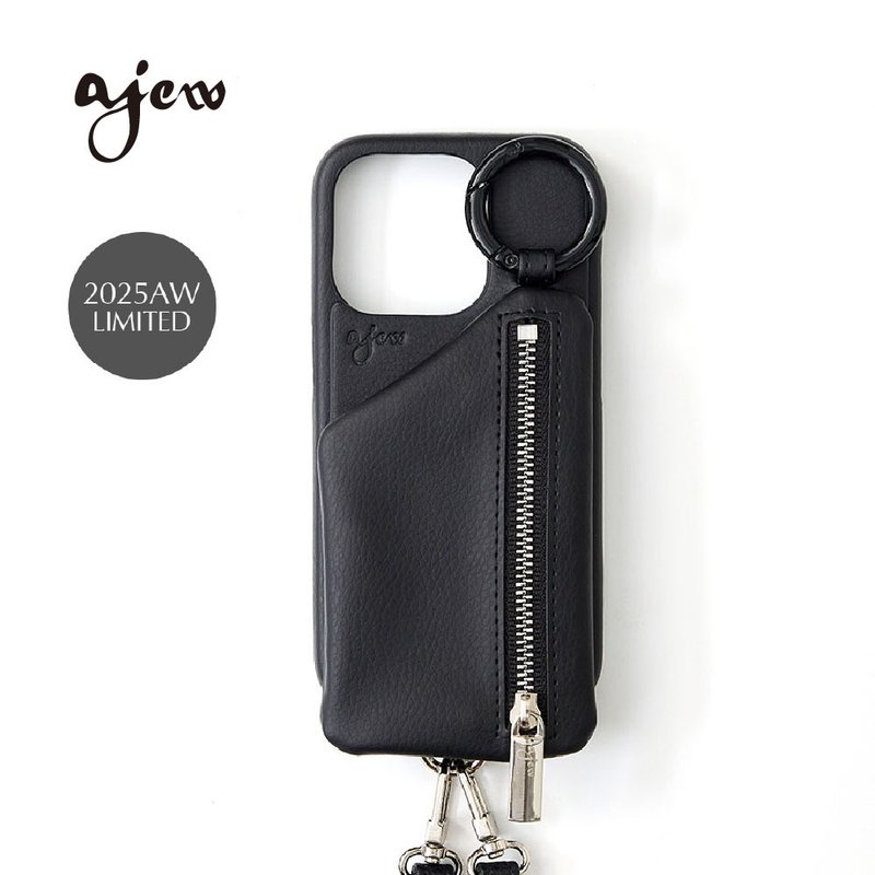 ajew cadenas 经典款拉链口袋手机壳 / pureblack(含背带) - 手机壳/手机套 - 人造皮革 黑色