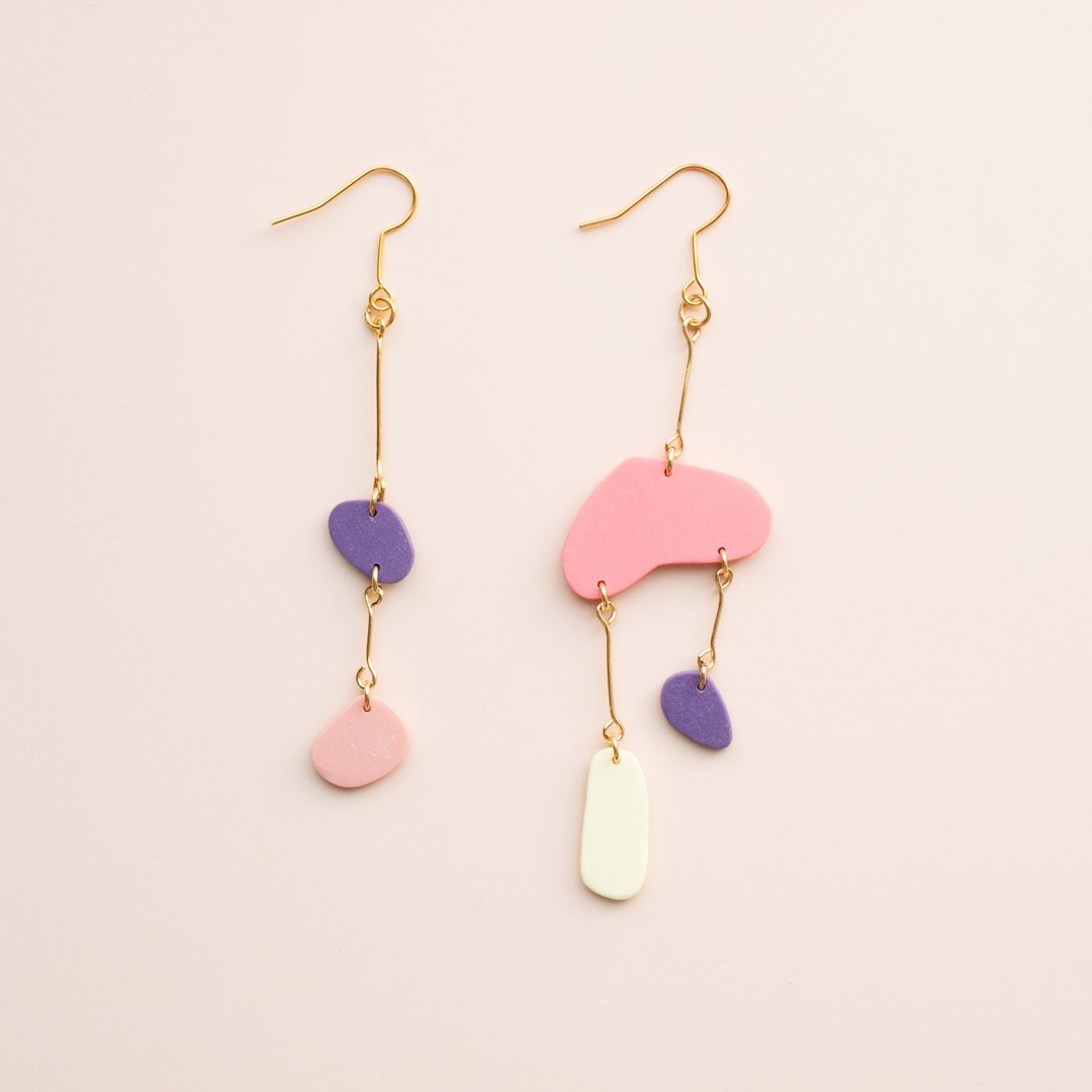 enogu -macaron- type-a (Pierce/ Clip-On) - 耳环/耳夹 - 塑料 粉红色