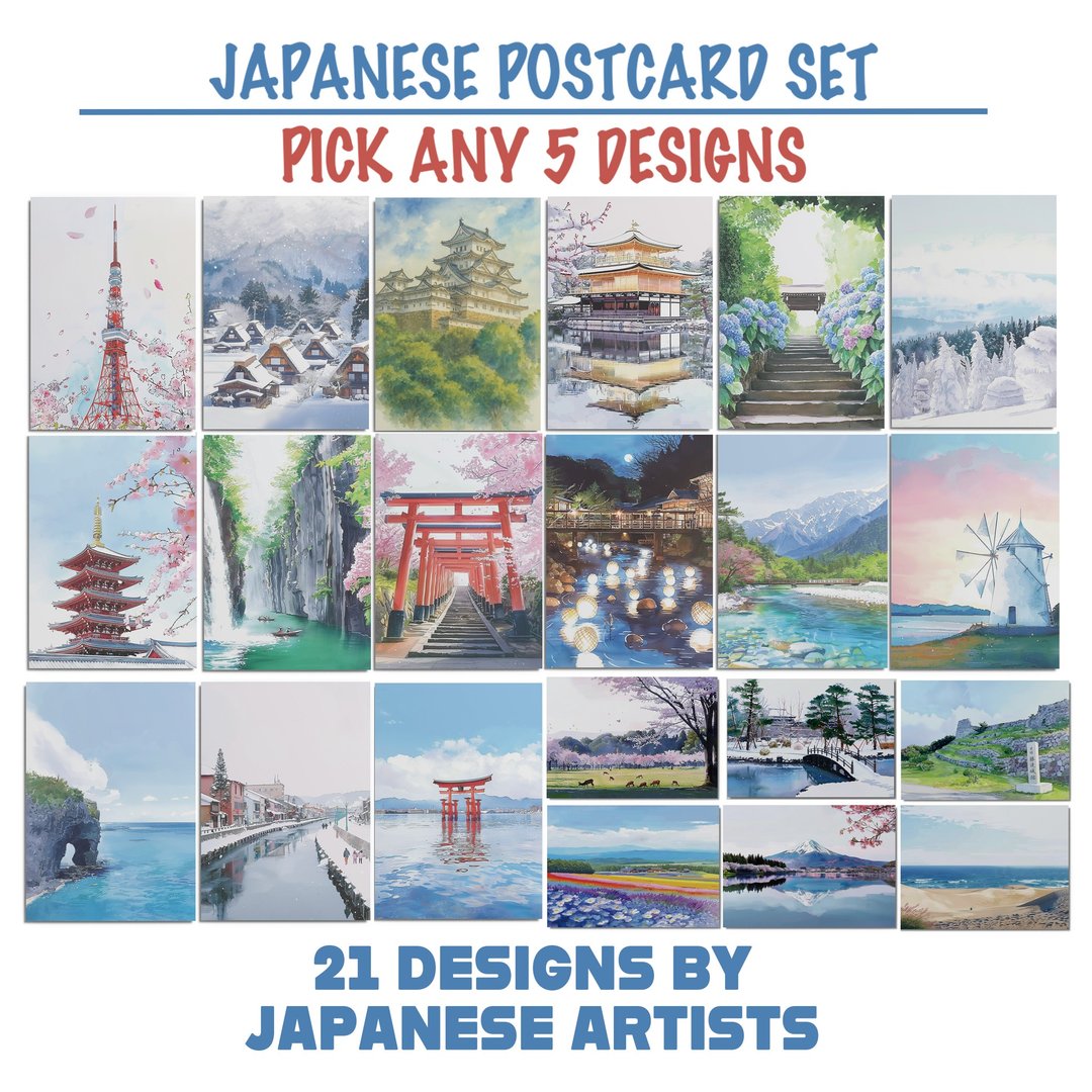 日本风景明信片套组・任选5款・日本制造・送礼、书写、装饰 - 卡片/明信片 - 纸 
