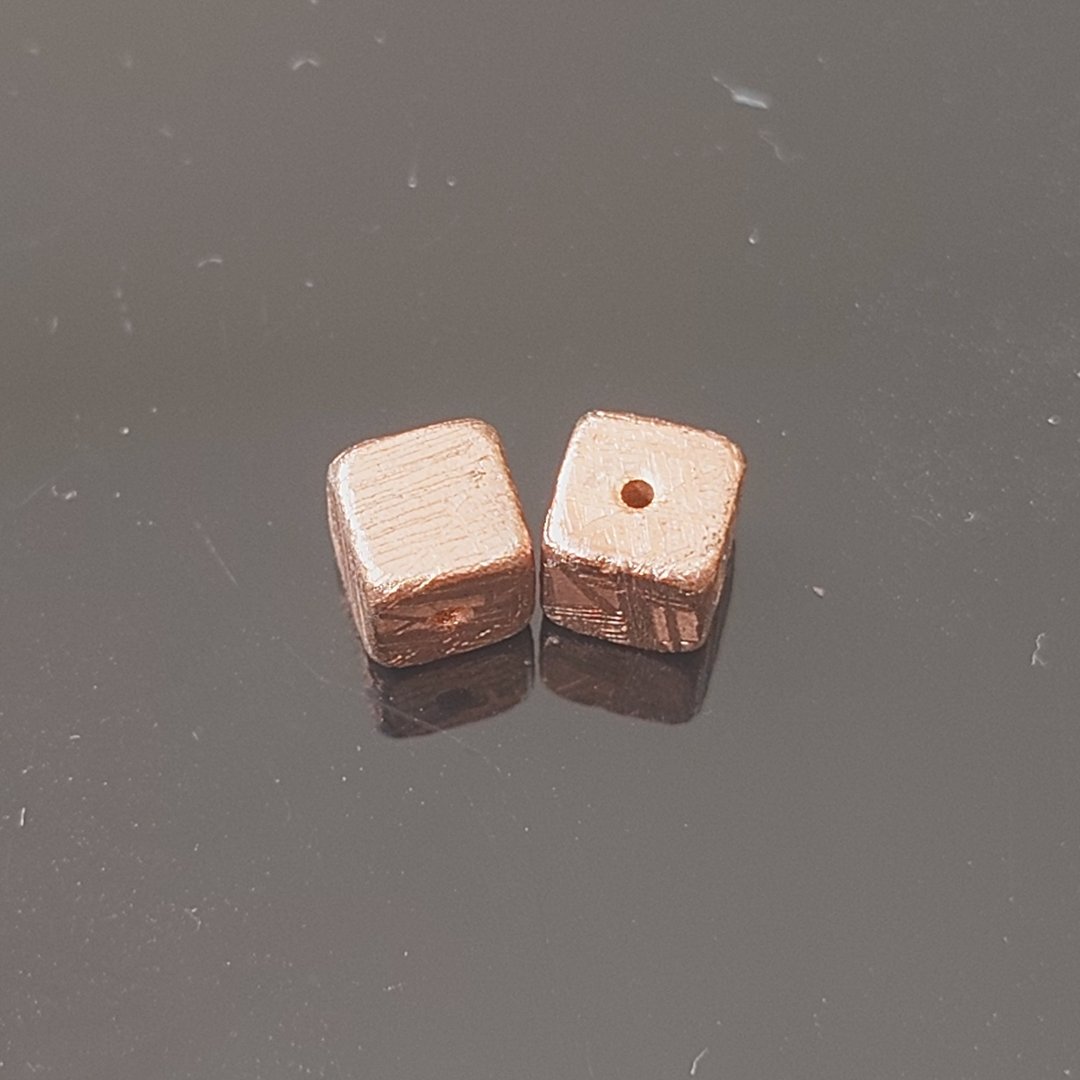 天铁单珠 (方珠-6mm-玫瑰金色) - 金工/饰品 - 其他金属 金色