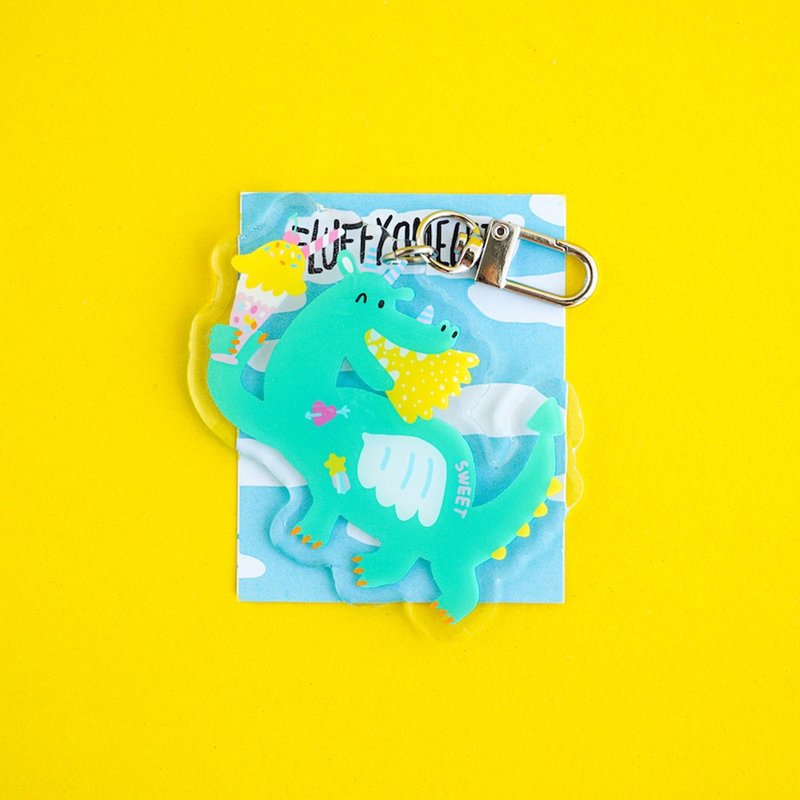 Fluffy Omelet KEYCHAIN / 胸针 / 手机支架 - 龙 - 吊饰 - 压克力 多色