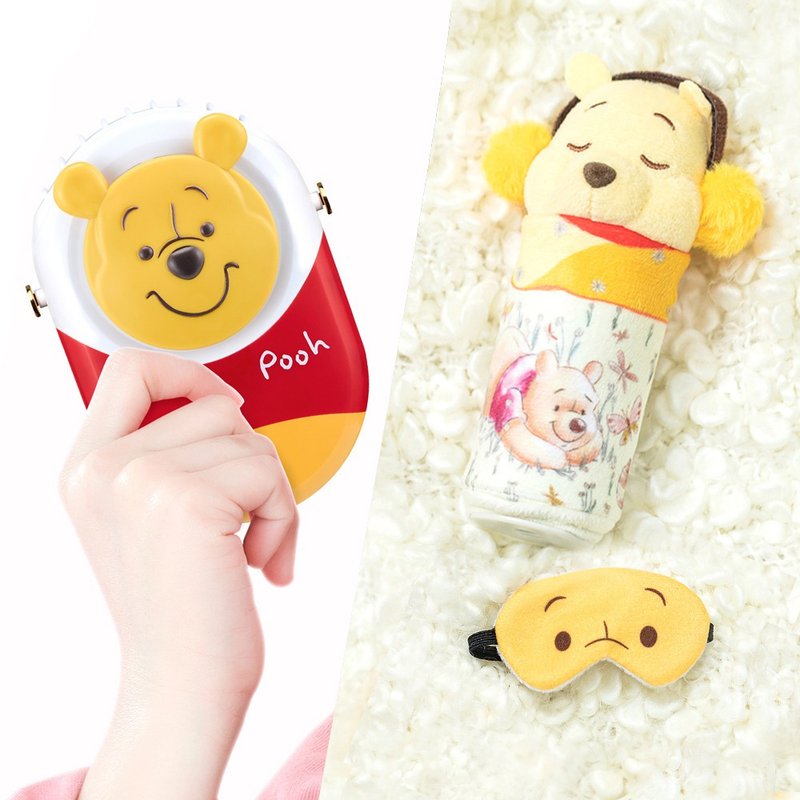 Fun暑假【童趣生活】【1+1组】小熊维尼暖手宝+颈挂式风扇各1入 - 数码小物 - 其他材质 黄色