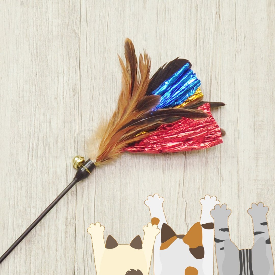 【MOMOCAT】唰唰公鸡毛逗猫棒 - 玩具 - 塑料 