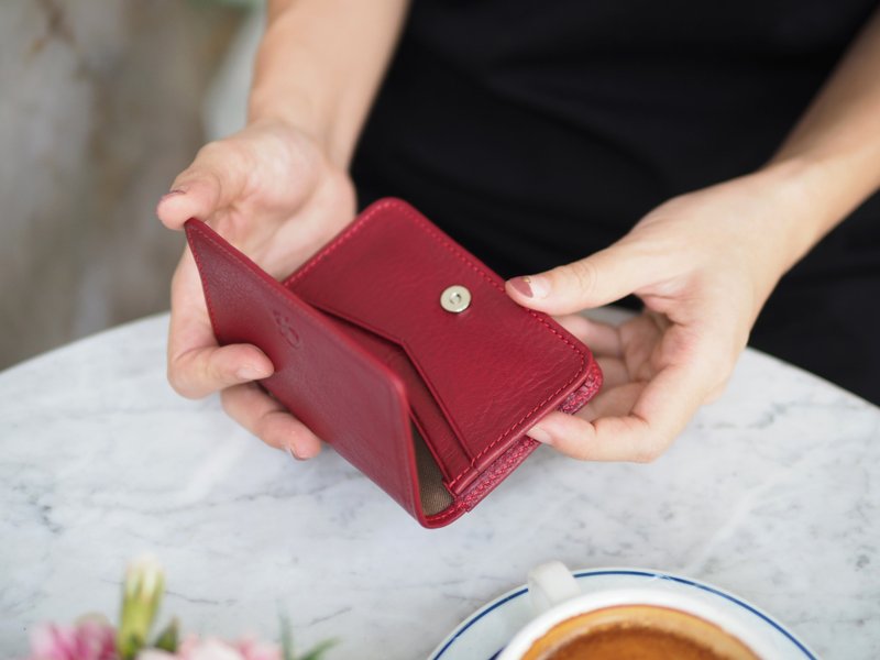 Classic card (Burgundy), Name card case, card case, cow leather, Dark red - 零钱包 - 真皮 红色