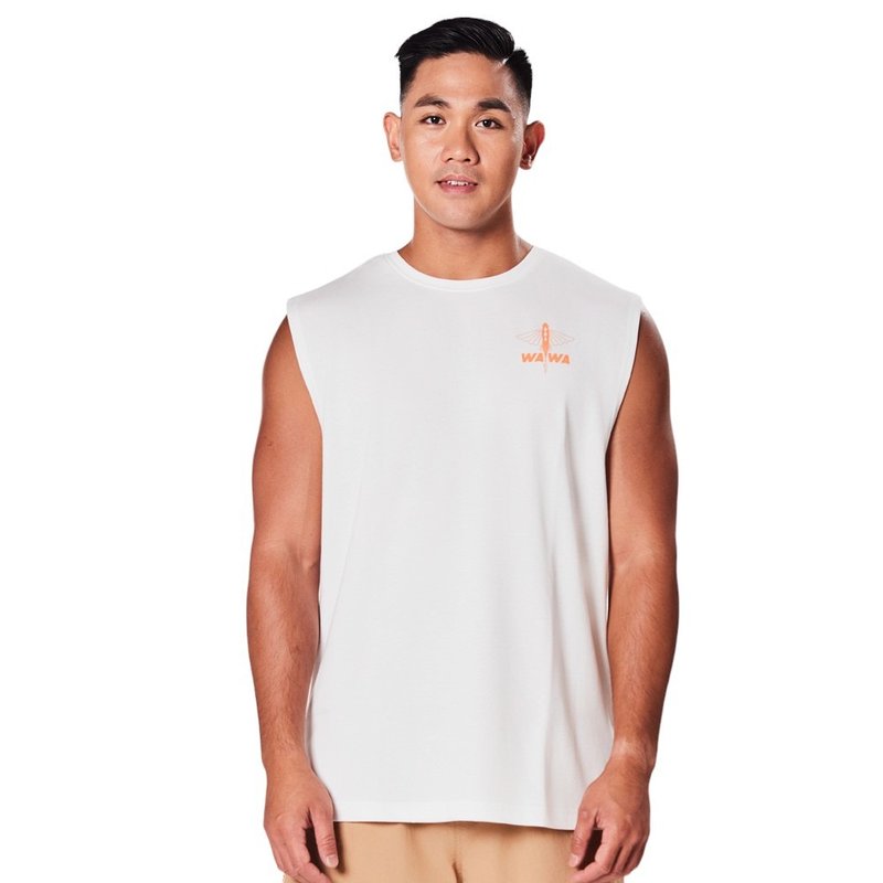 【海的心跳系列】飞翅排汗宽肩背心牙白款(男女适用) - 男装背心 - 其他材质 白色