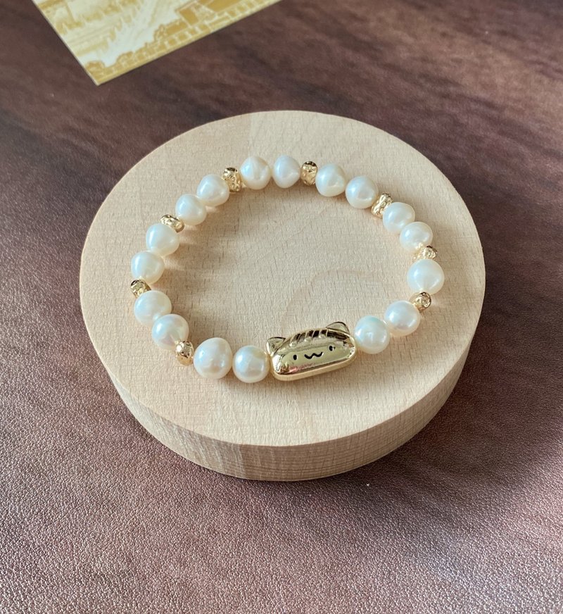 ʚ(圆的兔几)ɞ   串珠手环 ๑天然淡水珍珠小猫咪 - 手链/手环 - 珍珠 白色