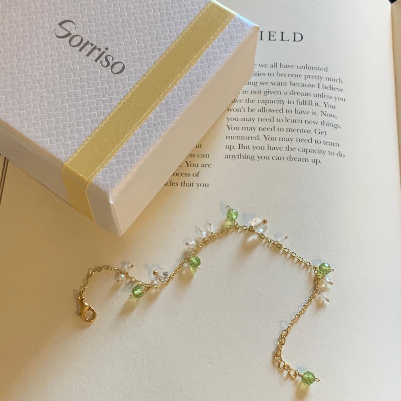 【 绿野仙踪 】橄榄石 | 月光石 | 白水晶 设计款水晶手链 - 手链/手环 - 水晶 绿色