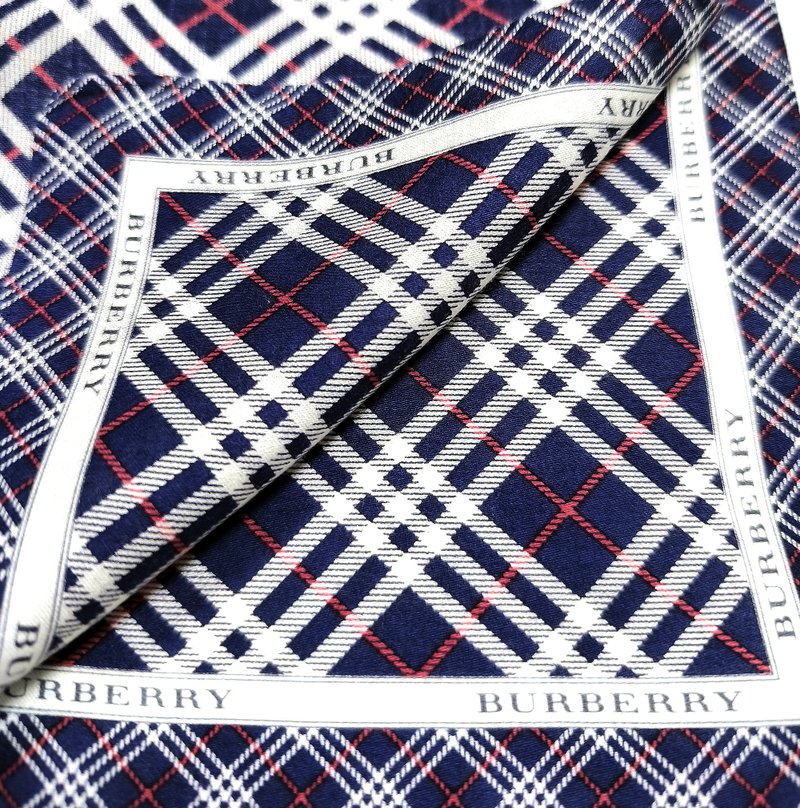Burberry 复古手帕 口袋巾 格纹 蓝色 19.5 x 19.5 英寸 - 手帕/方巾 - 棉．麻 蓝色