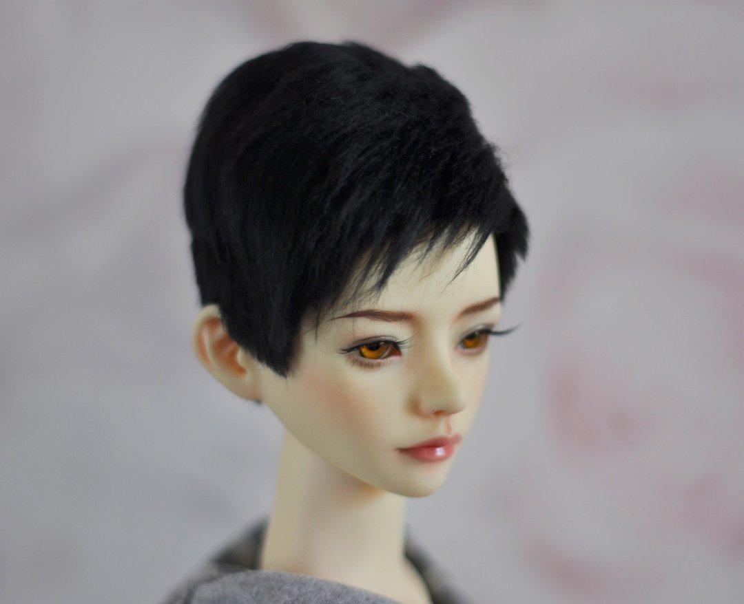 BJD wig - Short modern cut - faux fur - straight - 其他 - 其他材质 黑色
