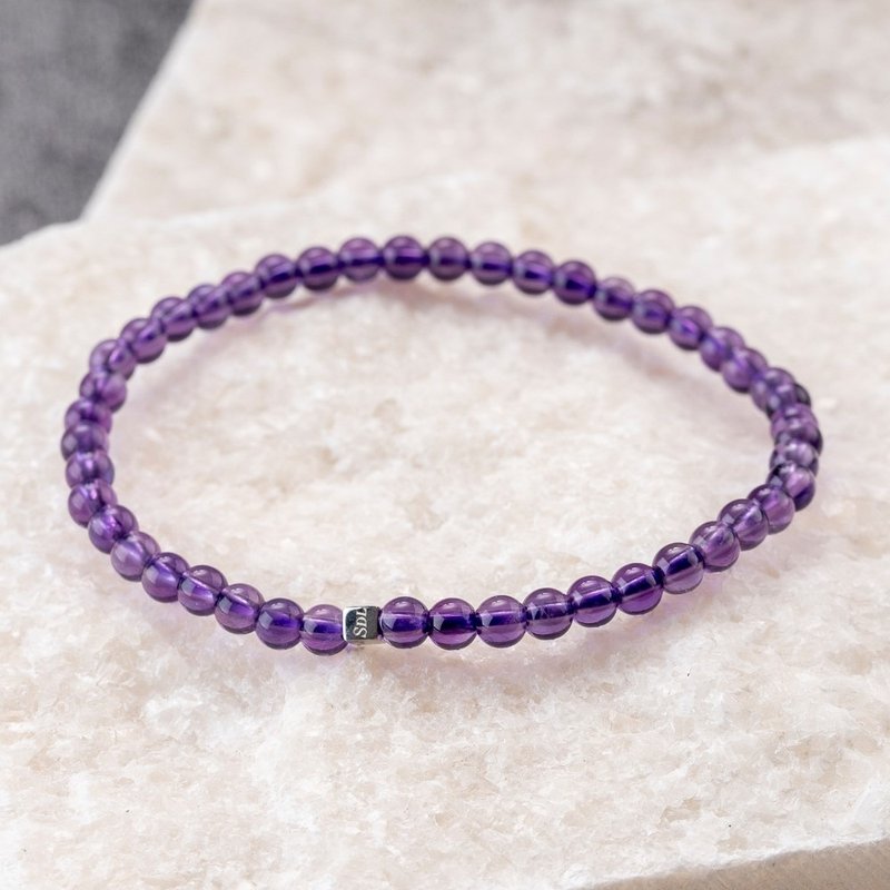 紫水晶 | 天然能量水晶手串 | 3.5-4.5mm  D10401 - 手链/手环 - 水晶 紫色