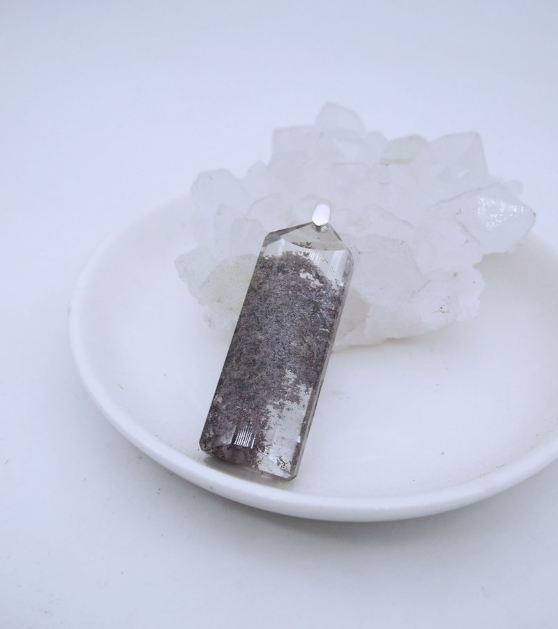 香榭大道绿幽灵水晶(附皮绳) - 项链 - 水晶 银色