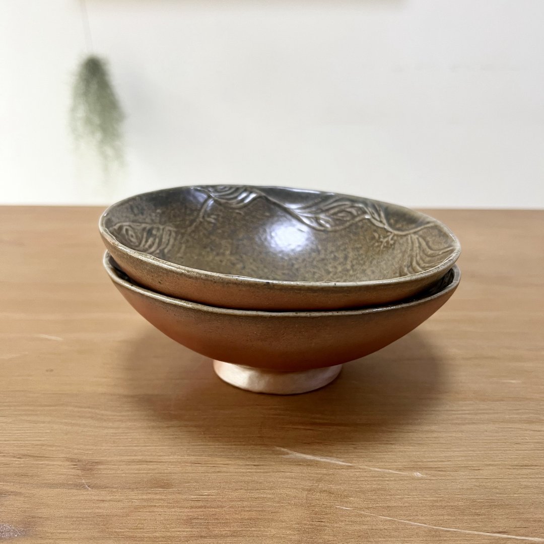 海的印痕 柴烧陶手工大碗 - 碗 - 陶 咖啡色