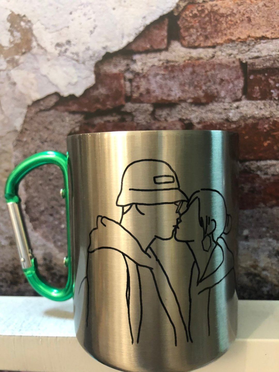 情侣手绘线条钢杯 定制化露营扣环杯 纪念礼物 马克杯订制 - 其他杯子 - 不锈钢 透明