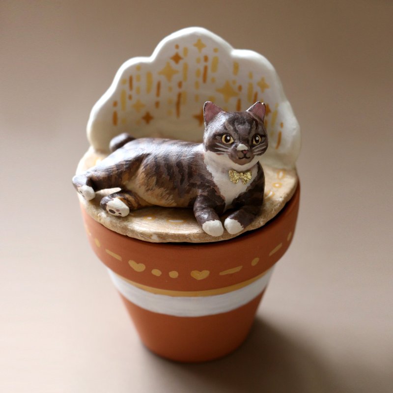 毛孩子守护的爱意 宠物石塑粘土戒指盒首饰盒摆件 接受定制 - 戒指 - 粘土 咖啡色